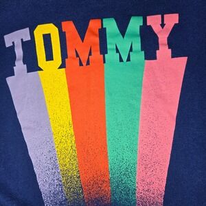 Tommy Hilfiger Girls Graphic T-Shirt Colorful Logo Top Blue Size L (12-14)